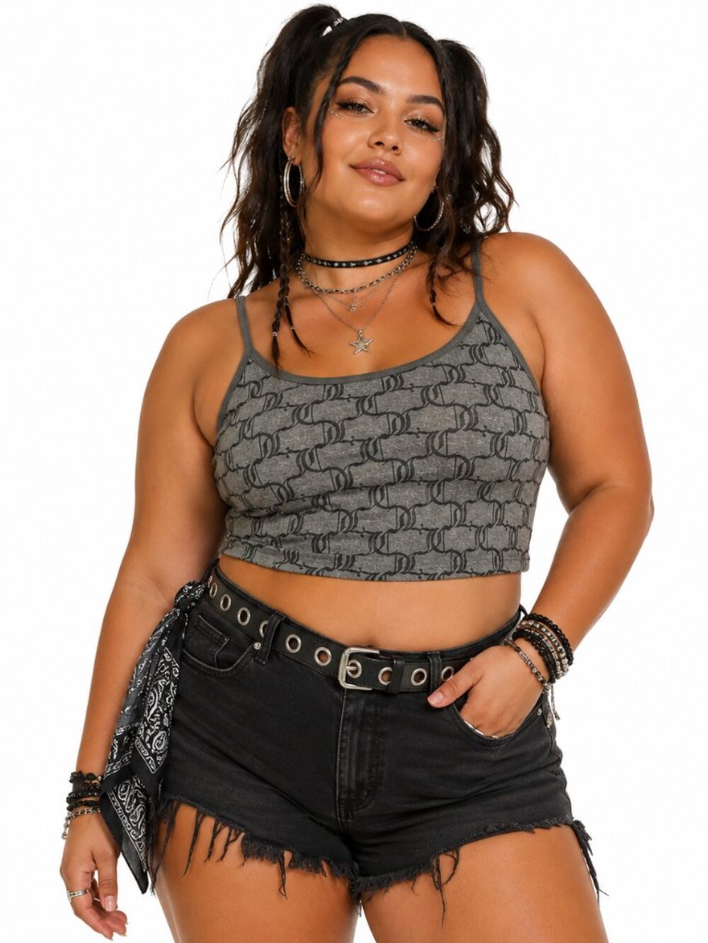 Vintage Juicy Couture Gray Logo Crop Top Cami Y2K Monogram Tank McBling Sz 2XL